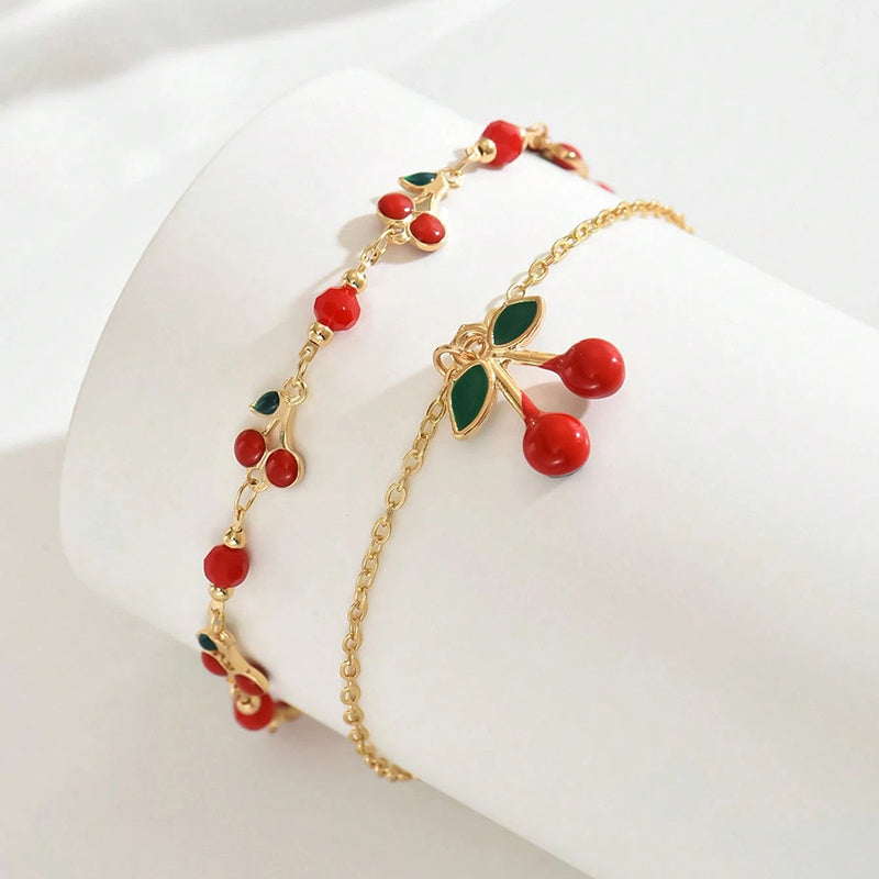 CherryTwist Doppeltes Fußkettenset – Frisch und Trendy