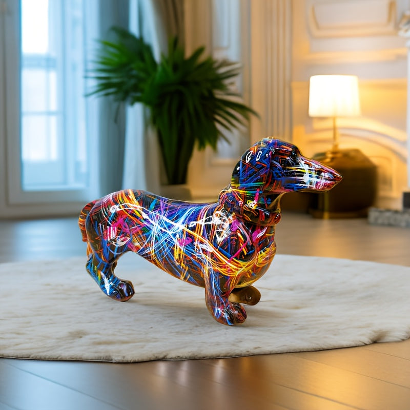 Bunte Dackel-Skulptur – Verspielte Dekoration für dein Interieur