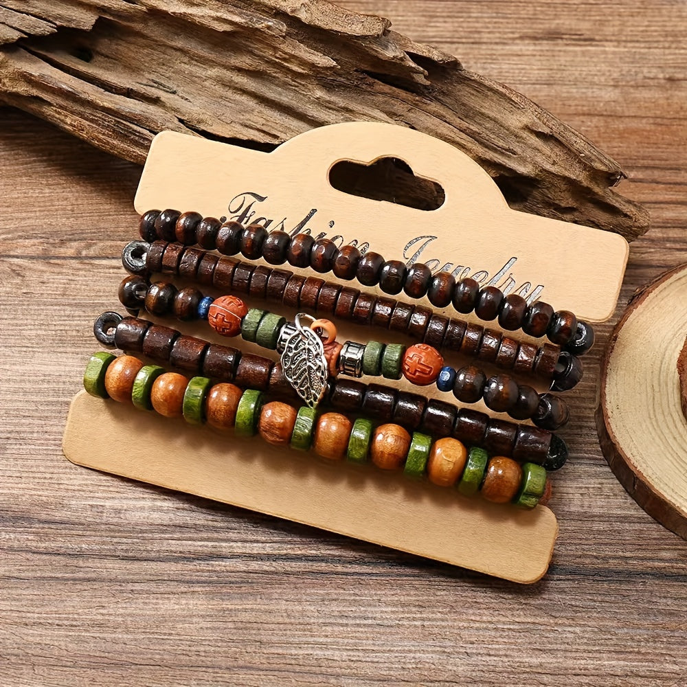 Natürliche Holzperlen-Armband-Set – Für den coolen Mann