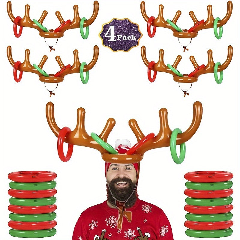 Aufblasbares Rentiergeweih Wurfringspiel – Lustiges Weihnachts- und Festspiel