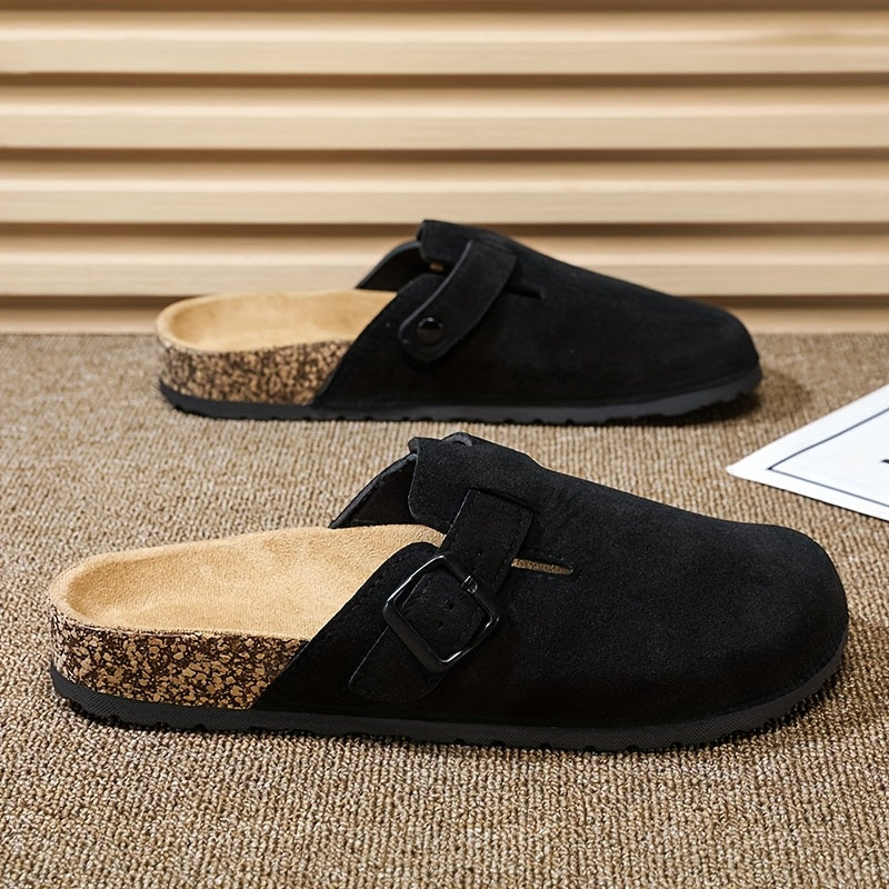 Unisex Slip-On Kunstsuede Mules – Leicht und Komfortabel mit Korksohle