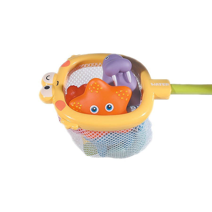 Badewannenspielzeug-Set mit Netzen – Schwimmende Meeresbewohner und Wasserspritzer