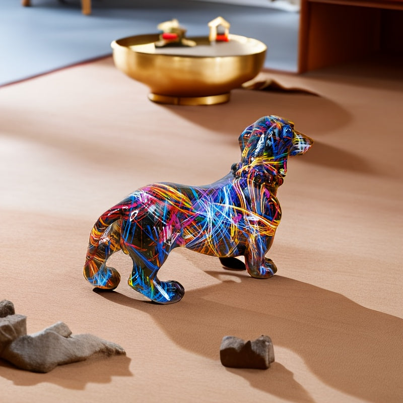 Bunte Dackel-Skulptur – Verspielte Dekoration für dein Interieur