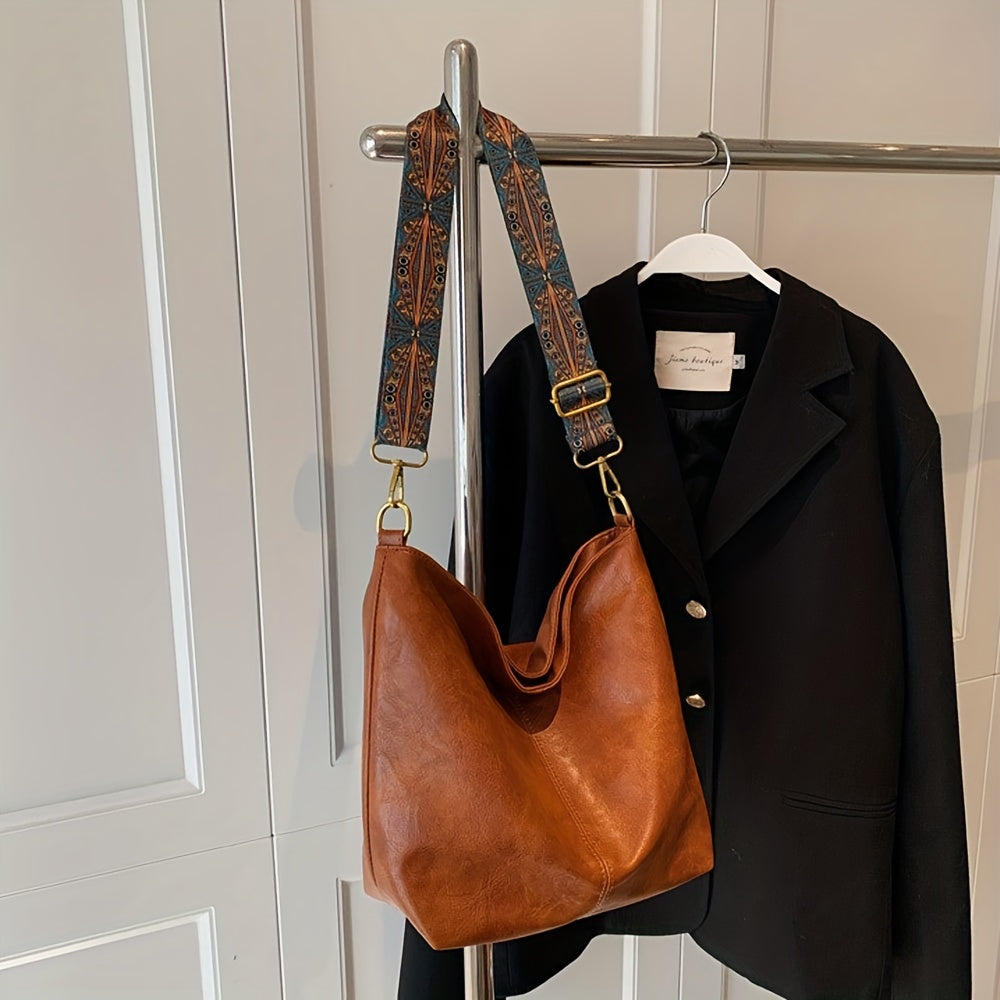 Breite Geometrische Tasche – Große Kapazität Crossbody mit Retro-Vibe