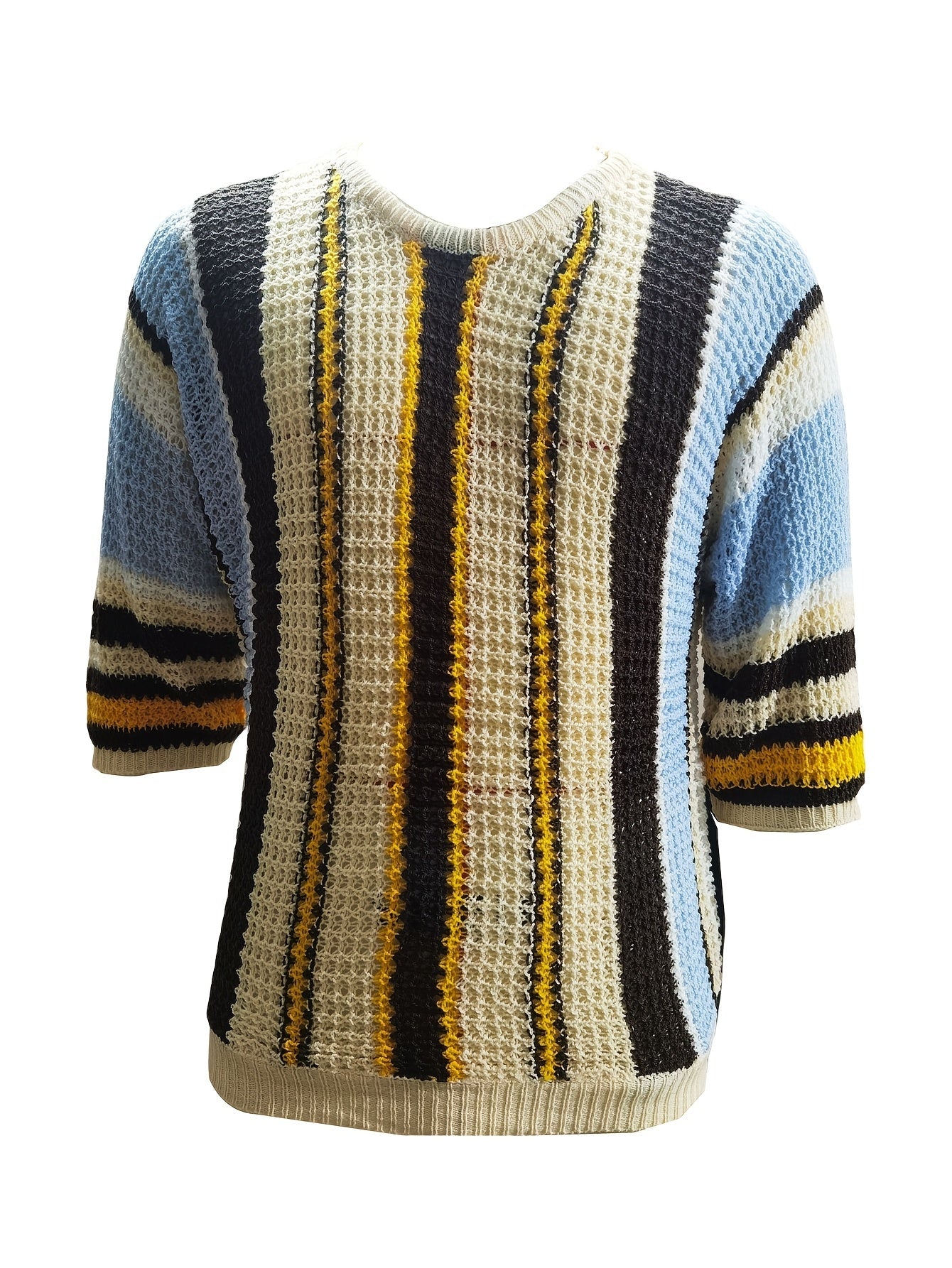 Lässiger Streifen Strickpullover – Bequem und Luftig