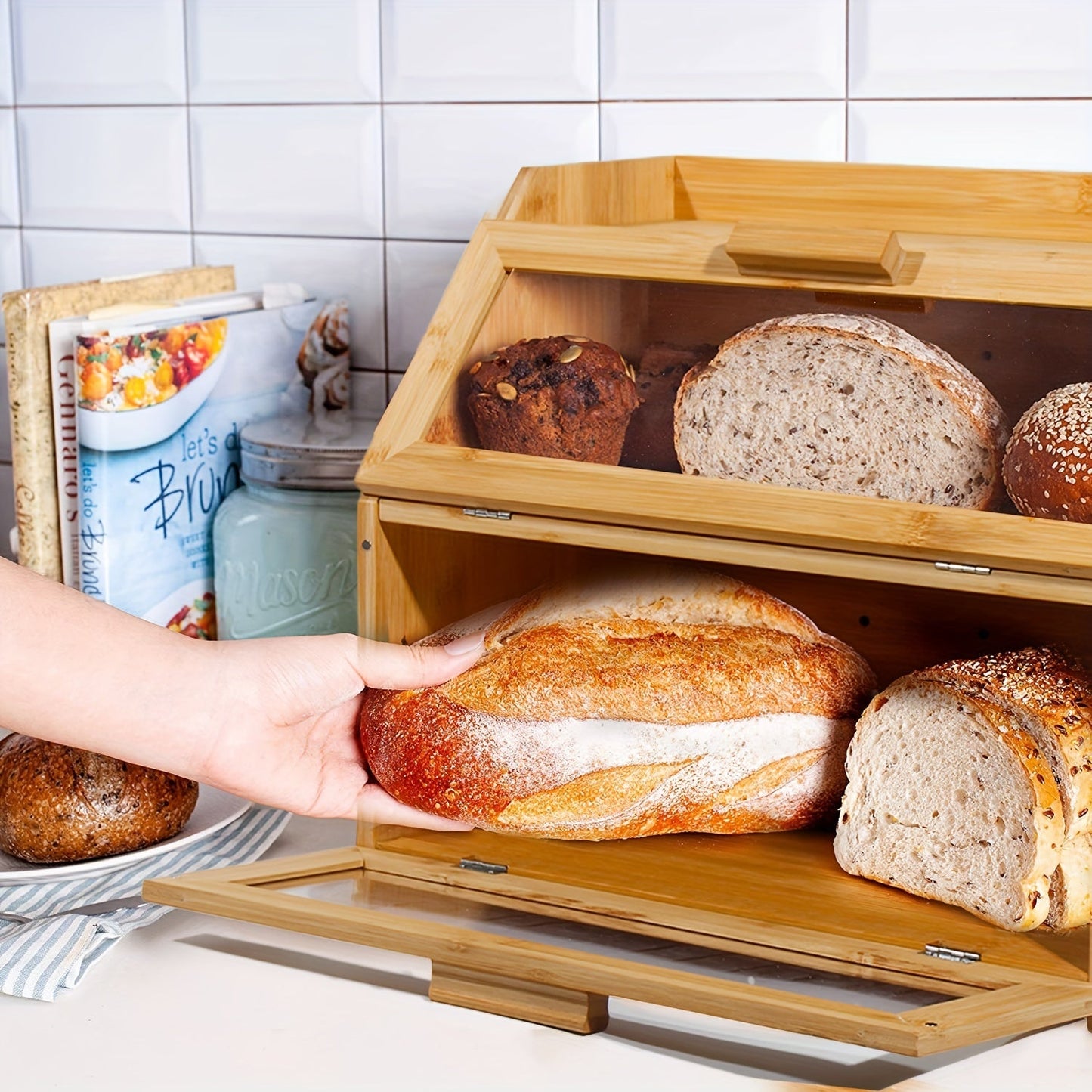 Bambus Brotdose mit Doppelten Regalen – Praktisch und Stilvoll