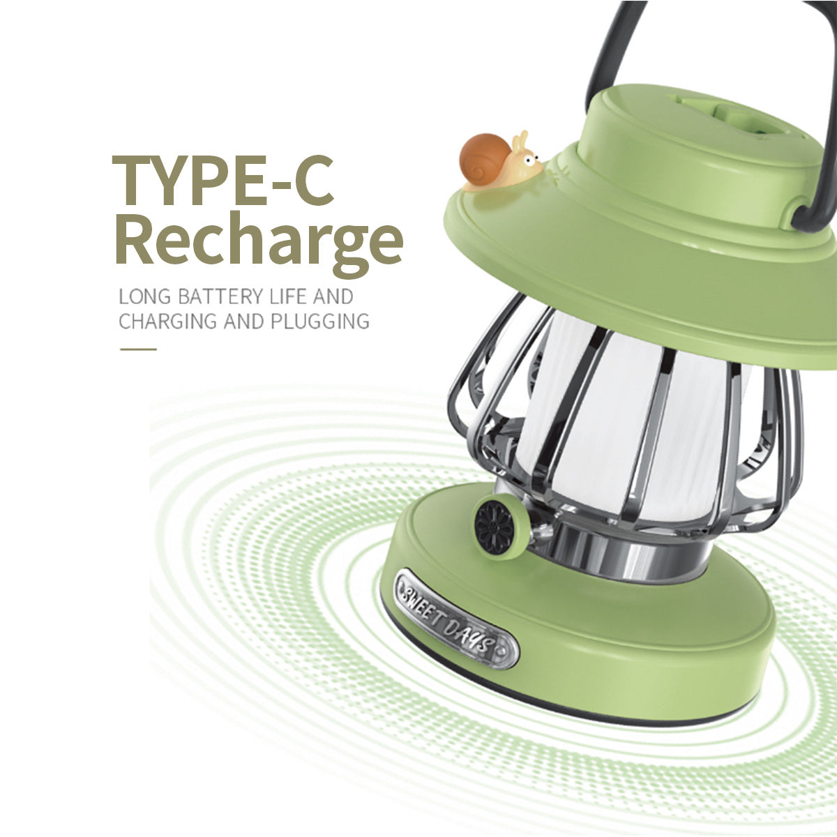 SnailGlow Tragbare Campinglampe – USB-wiederaufladbare Nachtlampe