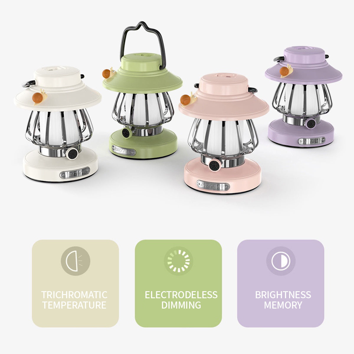 SnailGlow Tragbare Campinglampe – USB-wiederaufladbare Nachtlampe