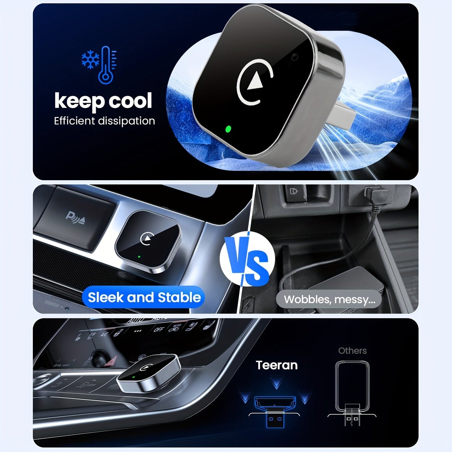 2-in-1 Drahtloser CarPlay & Android Auto Adapter – Plug & Play Schnell Verbunden