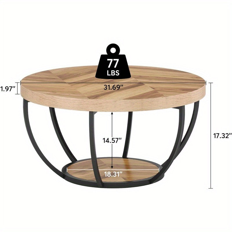 Runde Couchtisch mit Doppelspeicher – Funktional und Elegant