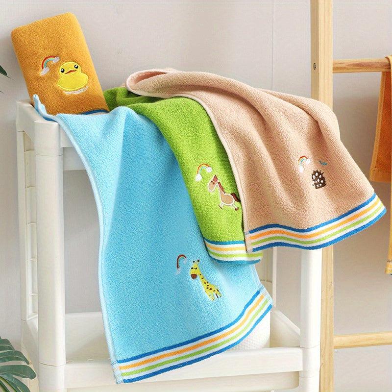 Niedliche Cartoon Bestickte Kleine Handtücher – Weiches Baumwoll-Set mit 4 Stück
