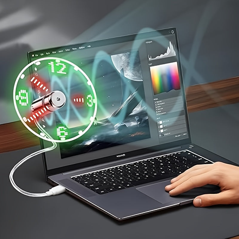 Tragbarer USB LED-Uhrenventilator mit Zeitanzeige