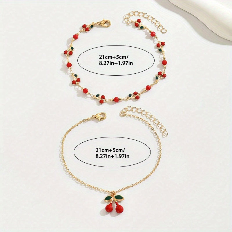 CherryTwist Doppeltes Fußkettenset – Frisch und Trendy