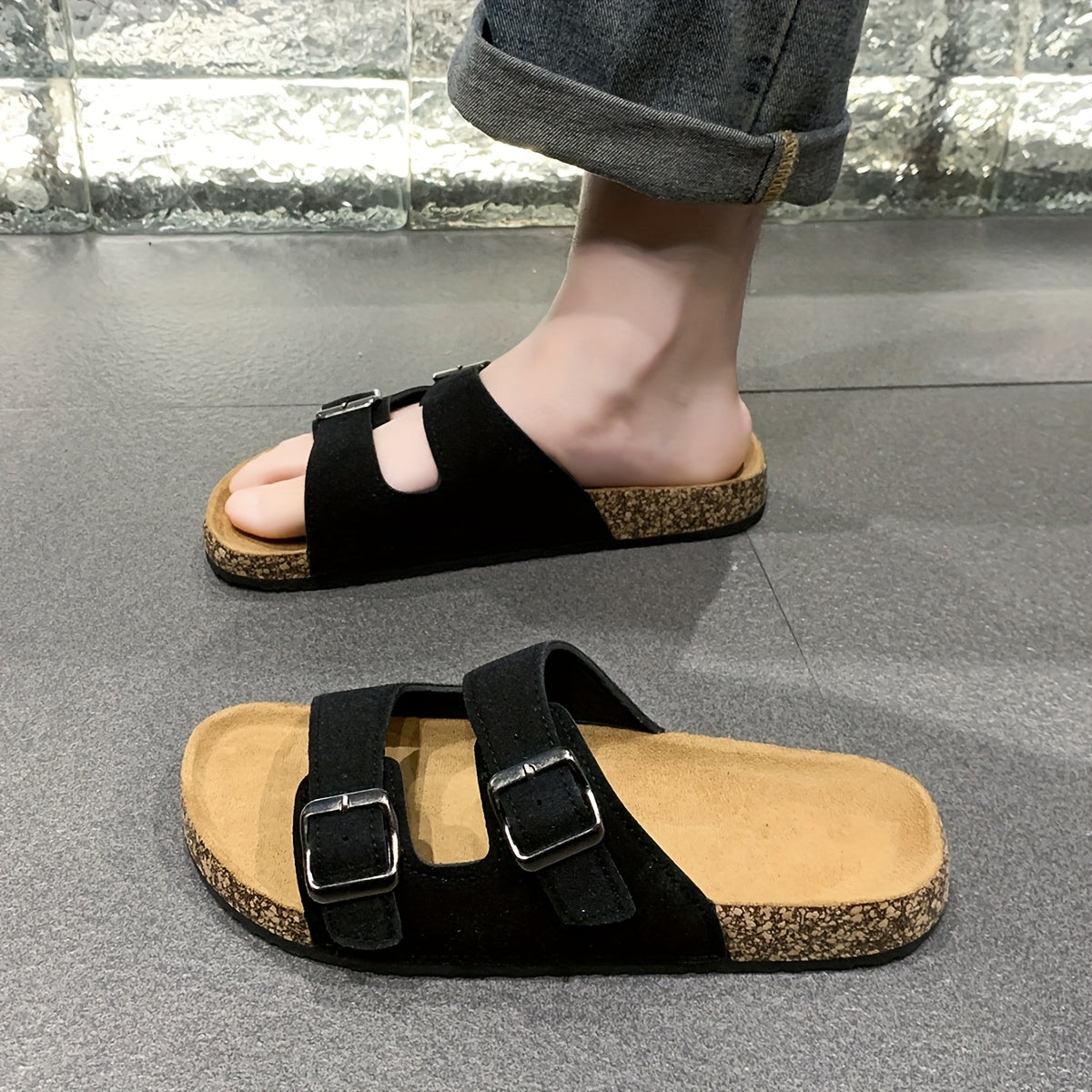 Retro-Sandalen mit doppelten verstellbaren Schnallen für Herren – Komfortabel und stilvoll für Herren