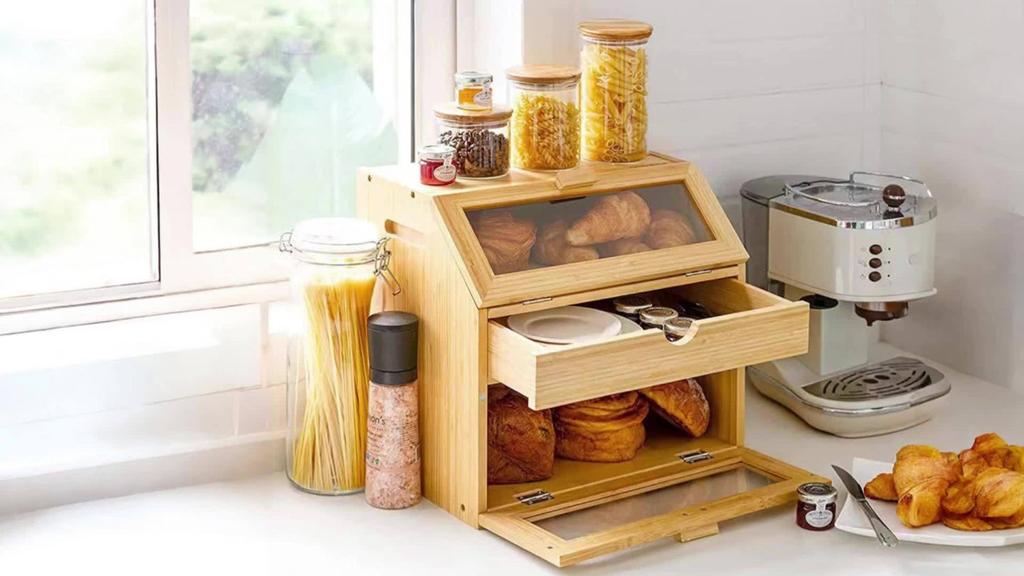 Bambus Brotdose mit Doppelten Regalen – Praktisch und Stilvoll