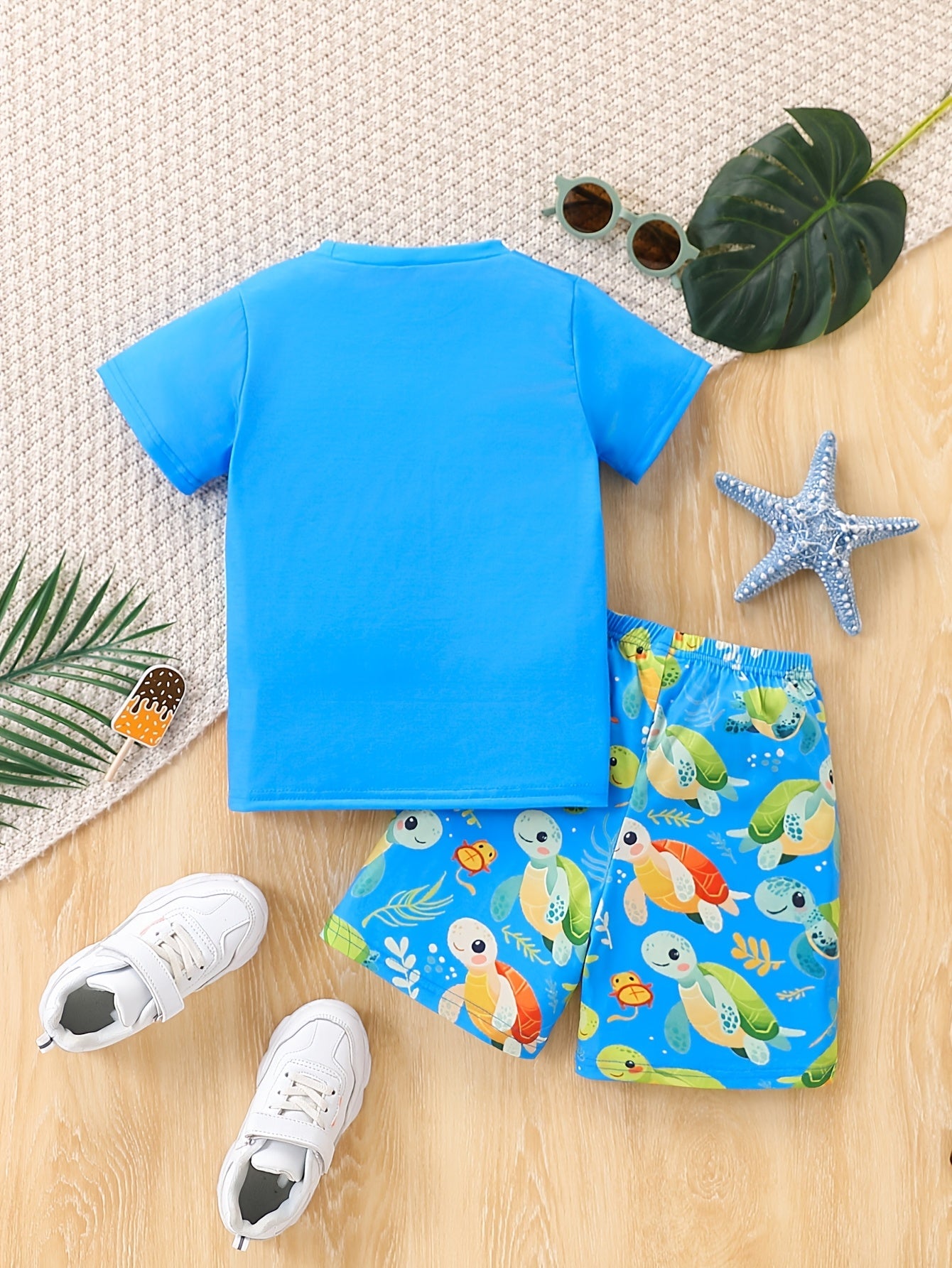 Schildkröten Druck Sommer Set – Lässiges T-Shirt und Shorts für Jungen