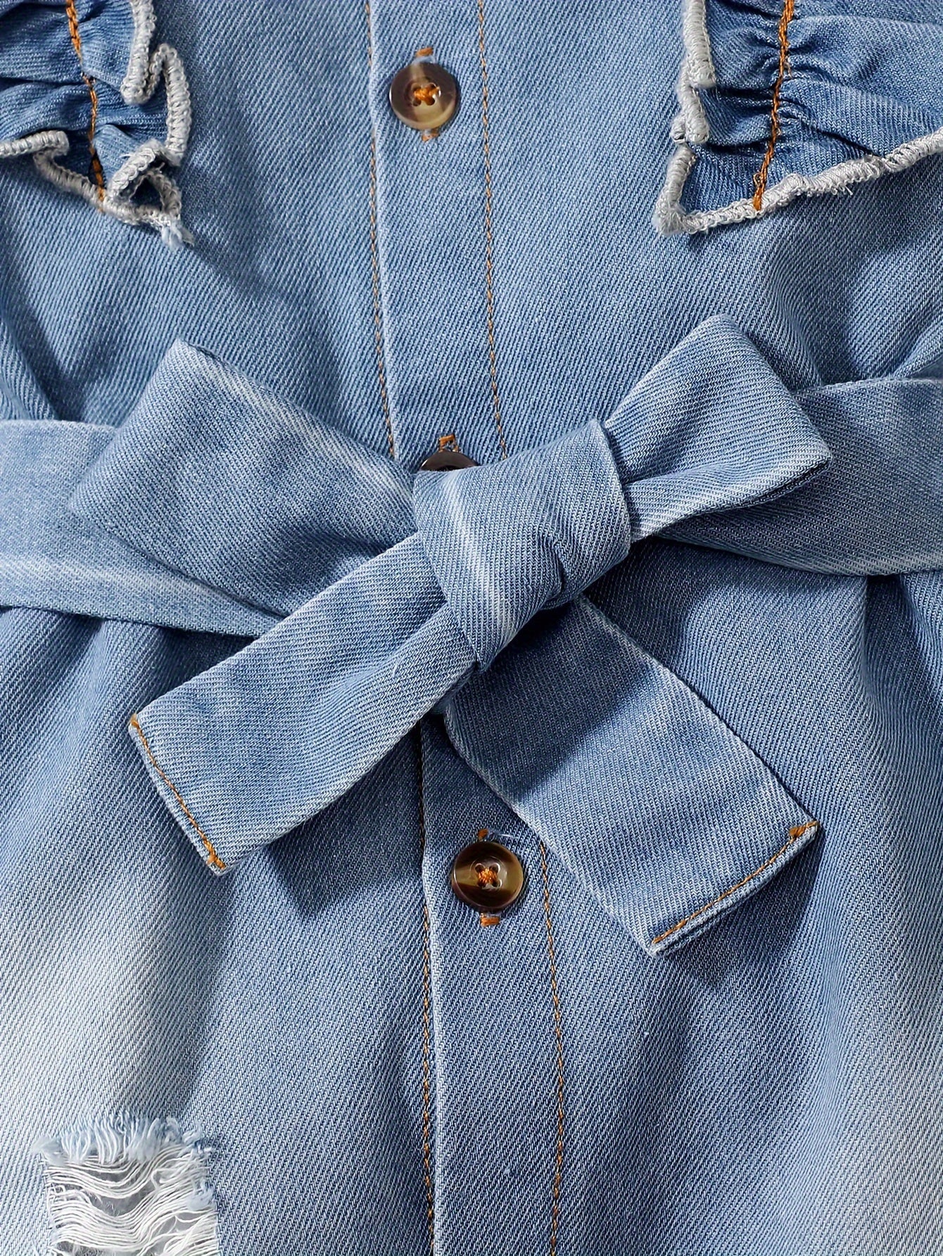 Denim Traumfänger Strampler für Kinder – Verspielte Rüschen und coole Details