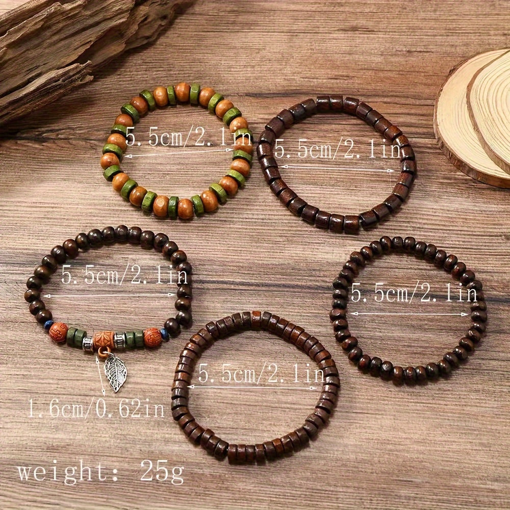 Natürliche Holzperlen-Armband-Set – Für den coolen Mann