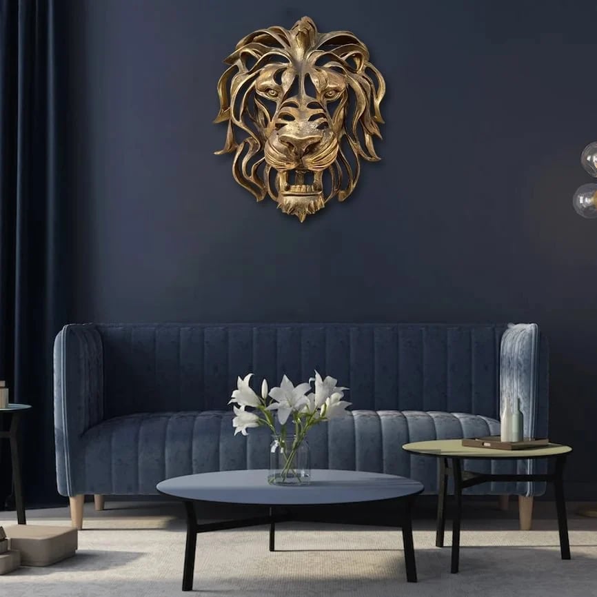 Majestätische Löwenkopf-Wanddekoration - Symbol für Kraft und Eleganz