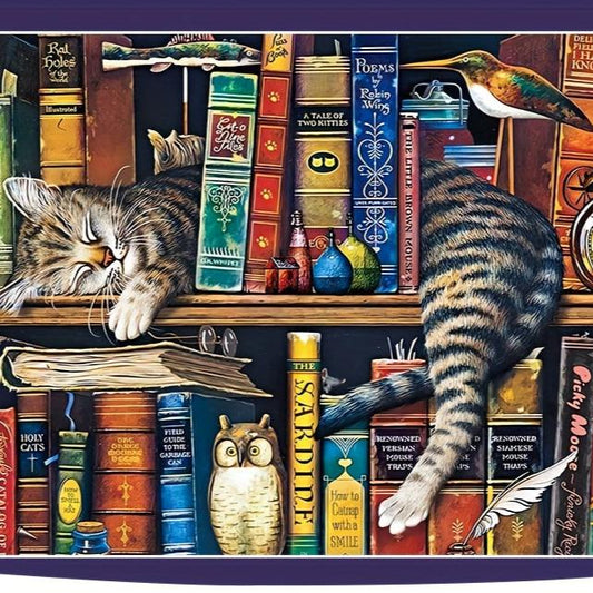 Katze auf Bücherregal Puzzle – Für Puzzleliebhaber und Katzenfreunde