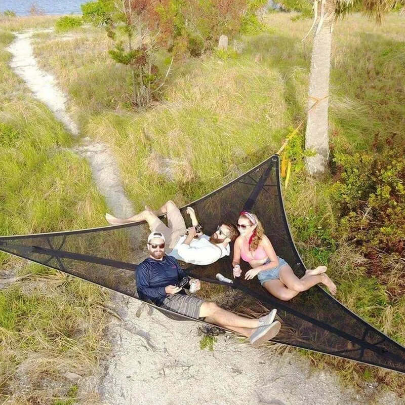Outdoor Mehrpersonen-Hängematte mit 3-Punkt-System – Geräumig und Komfortabel