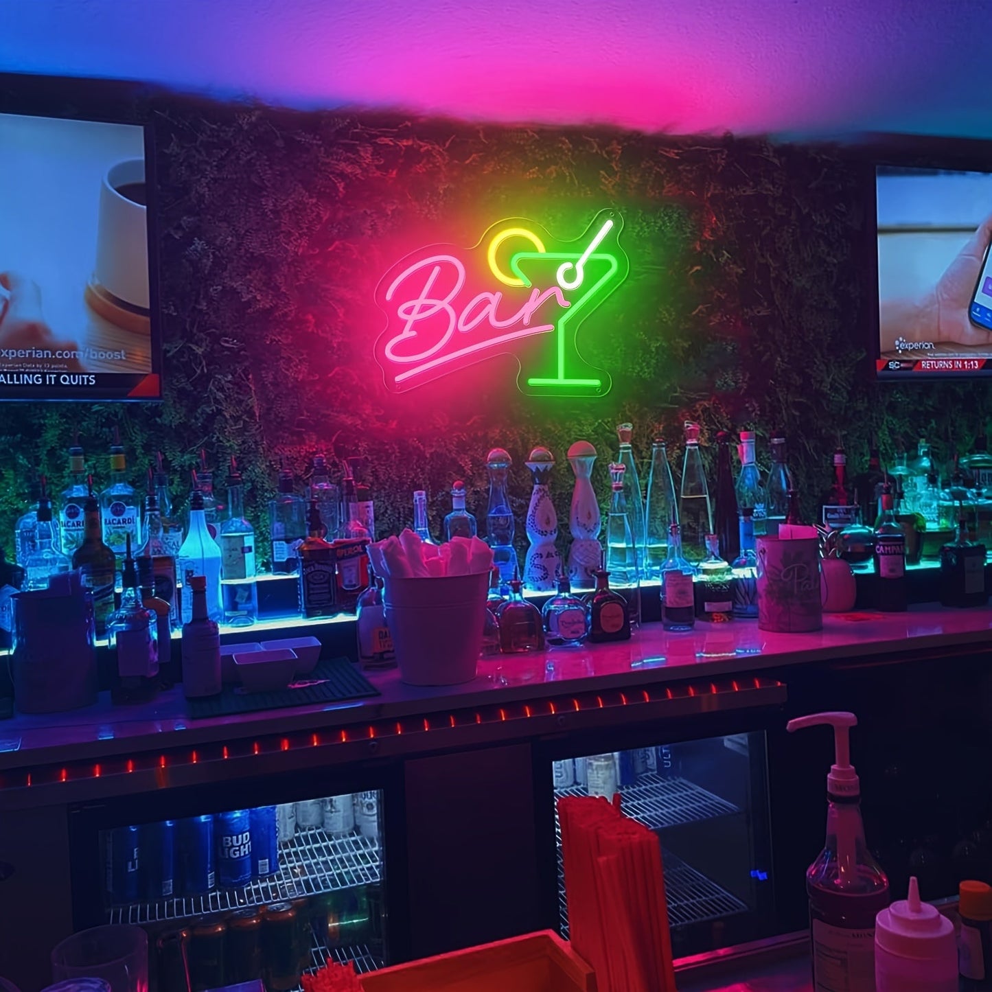 Dimmbares LED Neon Bar-Schild – USB-betrieben mit Dimmer