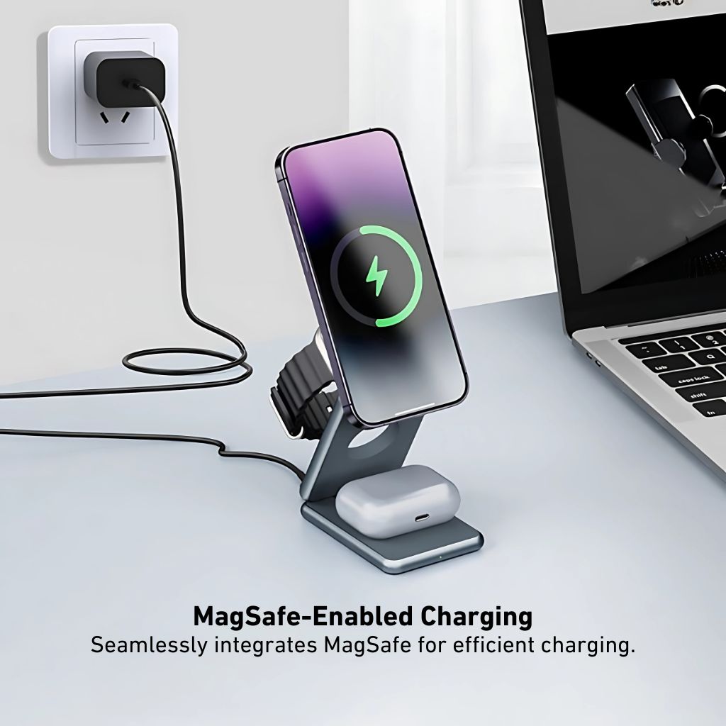 3-in-1 Faltbare Drahtloses Ladegerät – Reisefreundliches Ladegerät für Apple Geräte