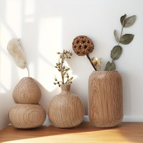 Holzgeometrische Vasen Set – Ein zeitloses Stück für dein Interieur