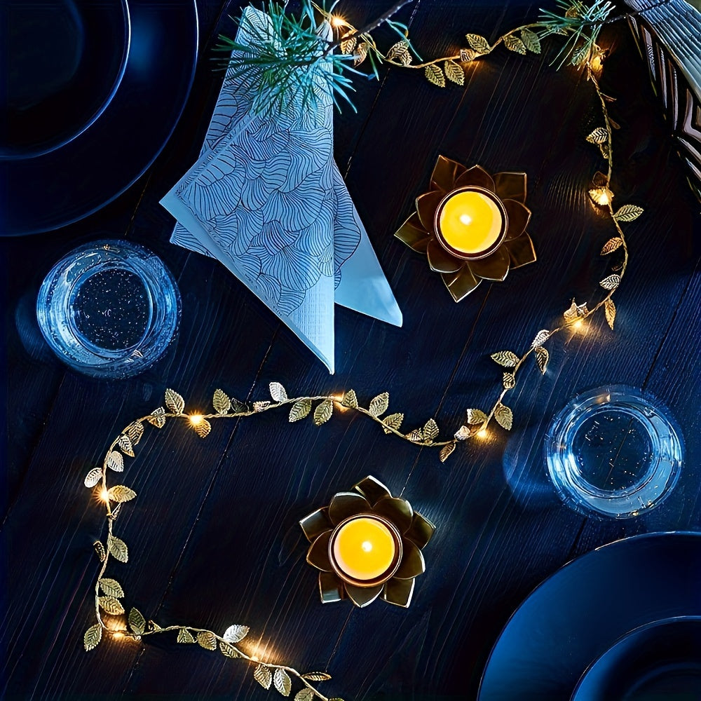 Goldene Blätter Lichterketten – Elegante Beleuchtung für Tischdekoration und Partys