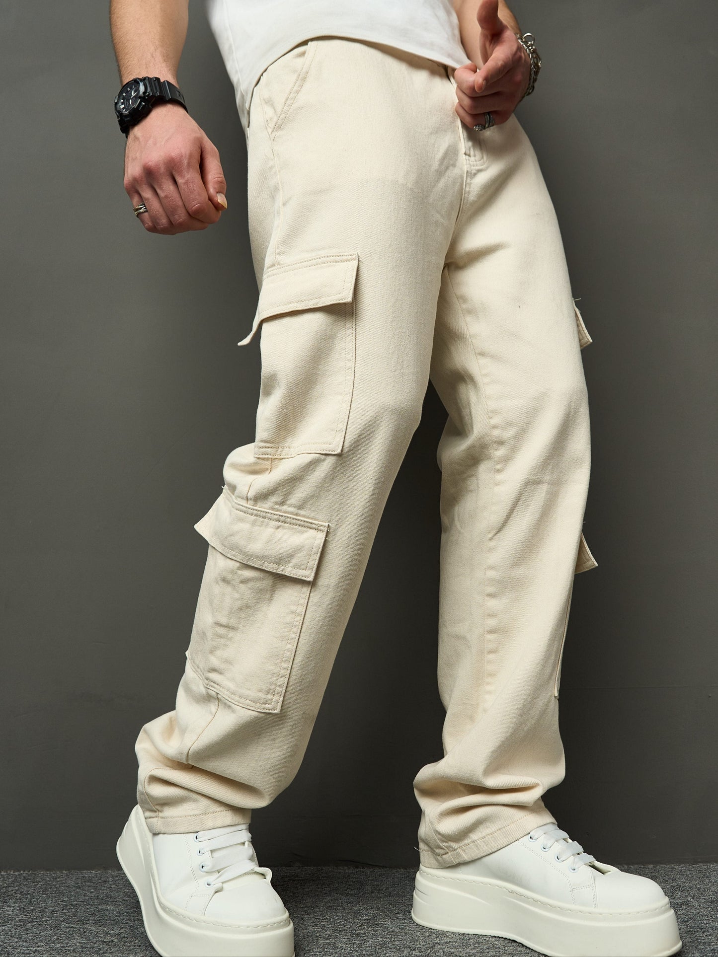 Lässige Beige Denim Jeans – Praktisch und Bequem für Jeden Tag
