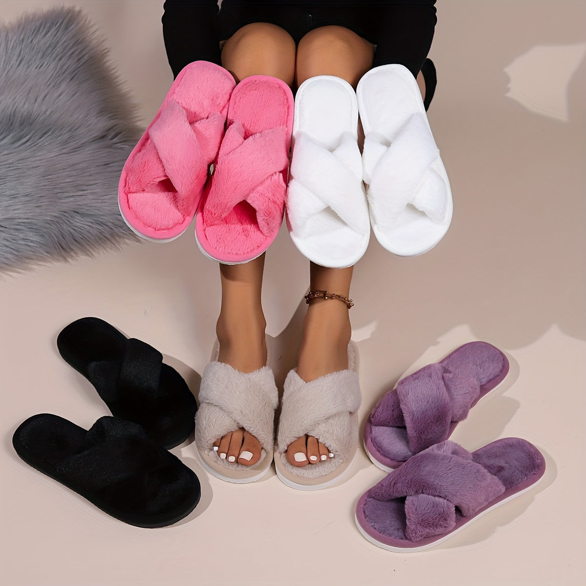 Clara Flauschige Hausschuhe für Damen – Bequem und Warm für Zuhause
