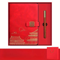 15018-A5-Rot (2-teiliges Set Notizbücher + Stift)
