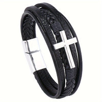 Schwarzes Leder + Stahlkreuz