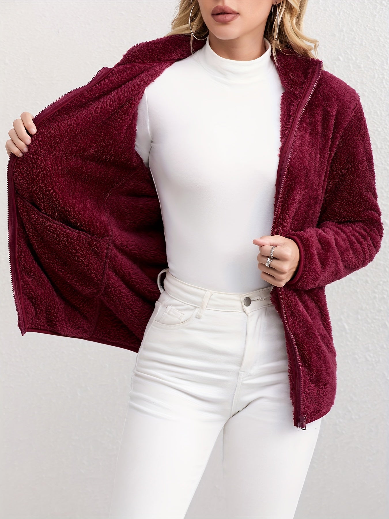 Sanne Teddy Fleece Jacke – Weich und Bequem für Kalte Tage