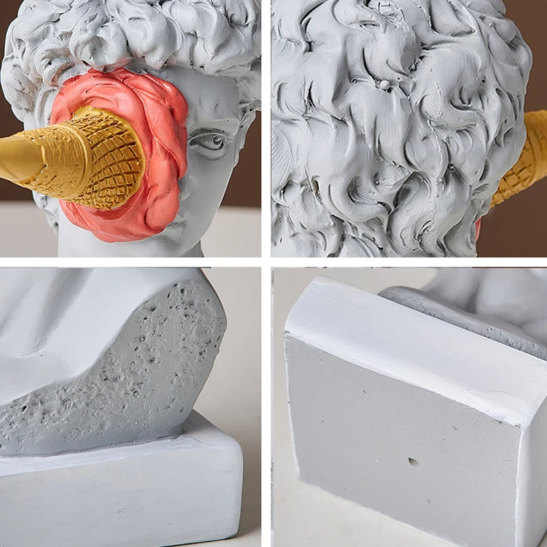 Statue mit Eiscreme – Verspielte Dekoration für zu Hause