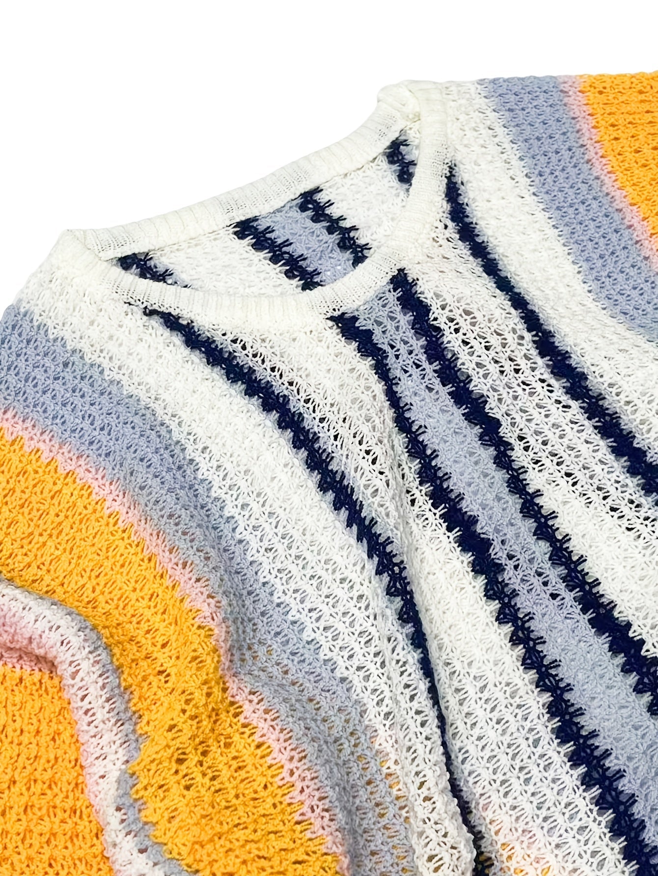 Lässiger Streifen Strickpullover – Bequem und Luftig