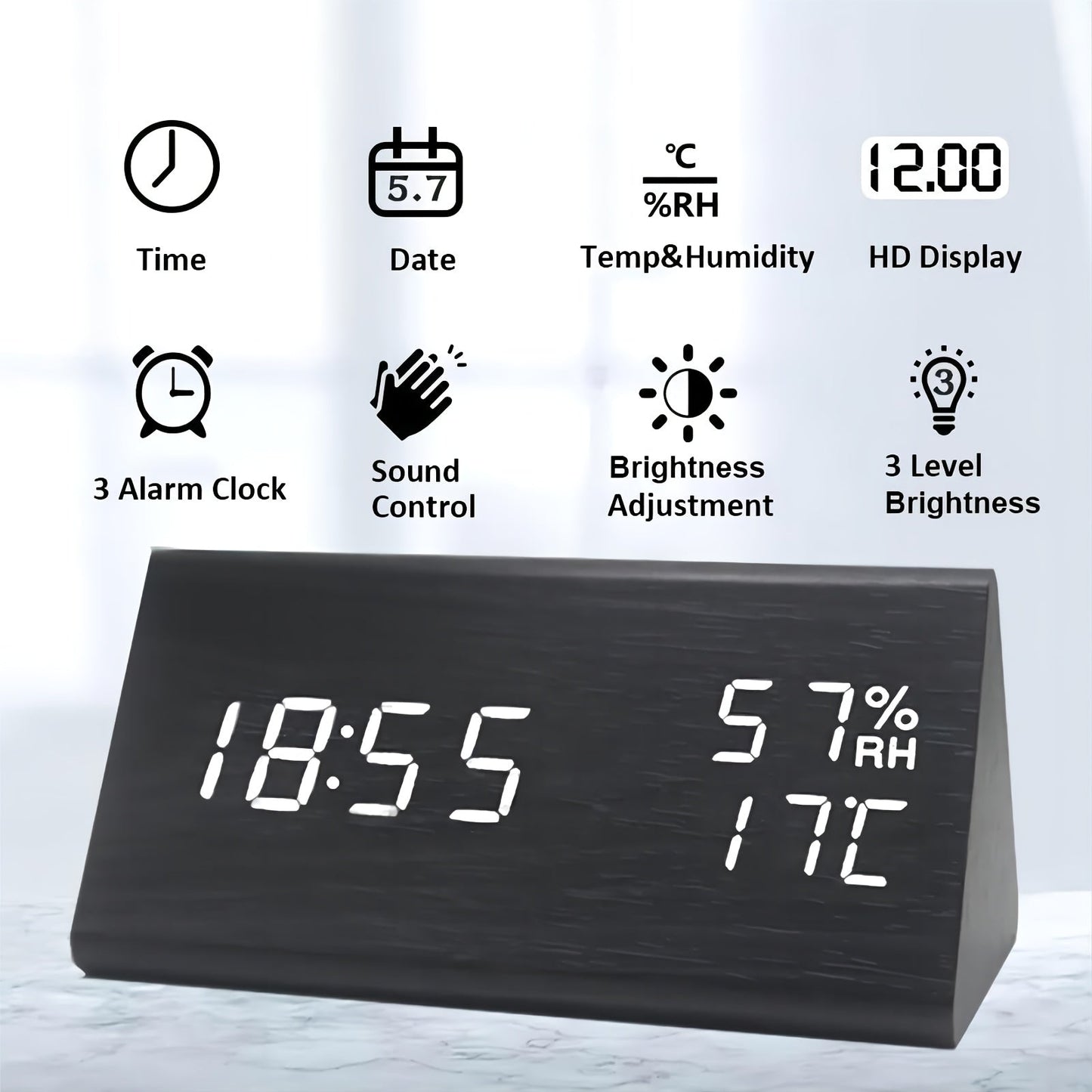 TriWood LED Wecker – Funktionales und Minimalistisches Design