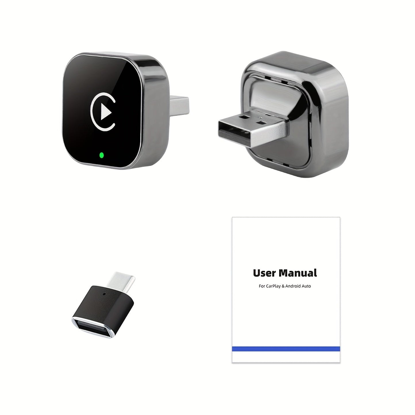 2-in-1 Drahtloser CarPlay & Android Auto Adapter – Plug & Play Schnell Verbunden
