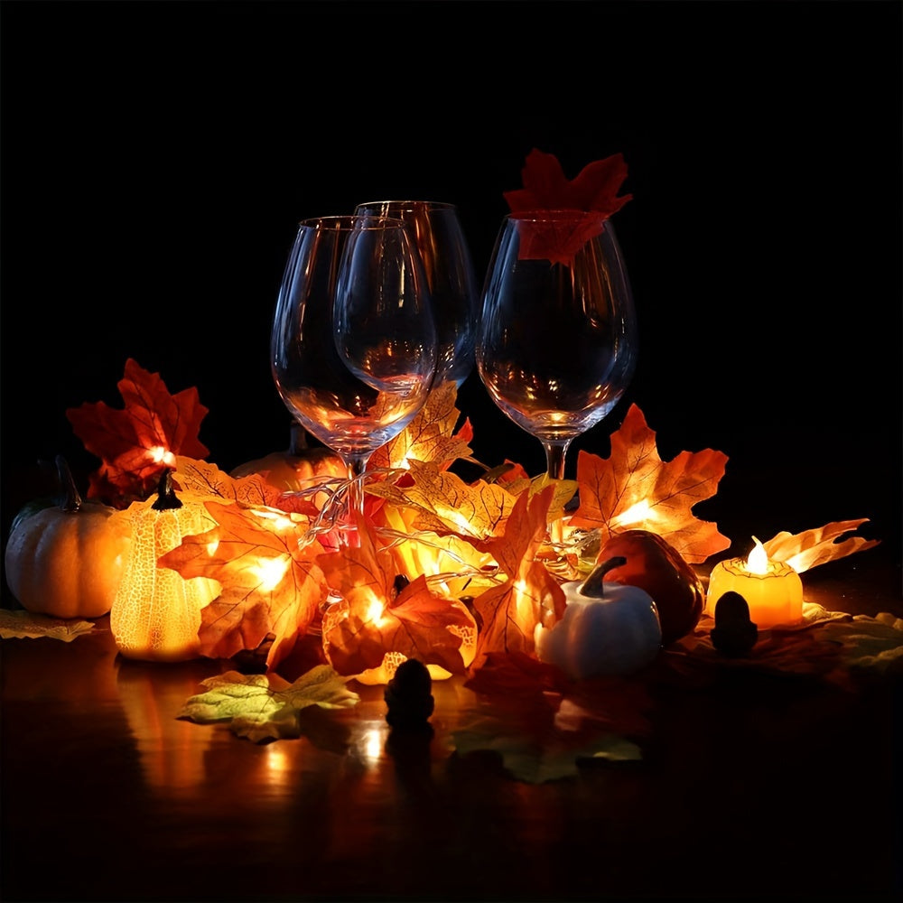 LED Blätter Lichterkette – Warme Herbststimmung für Zuhause und Feste