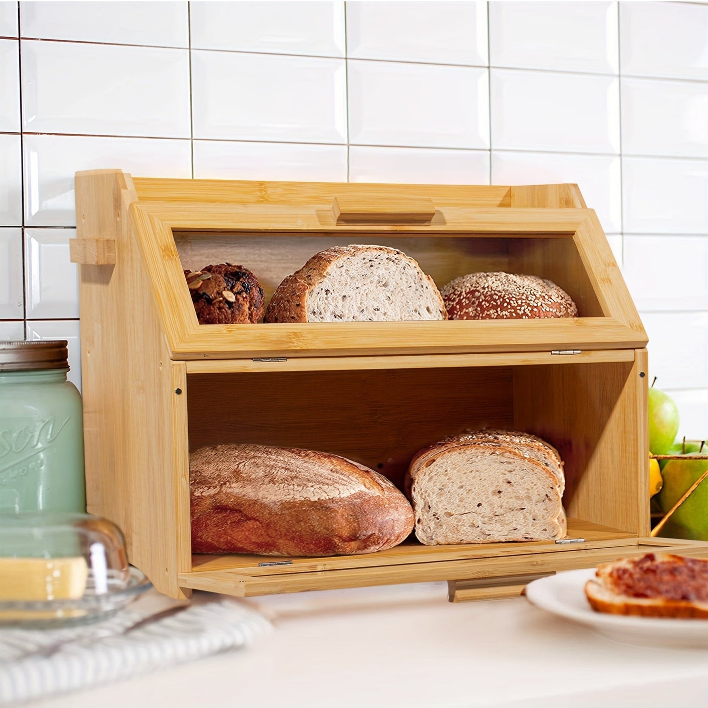 Bambus Brotdose mit Doppelten Regalen – Praktisch und Stilvoll