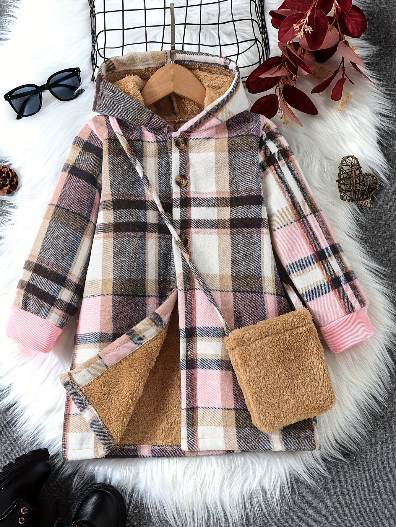 Mila Fleece Karierter Mantel für Kinder – Warm und Stylisch für den Winter