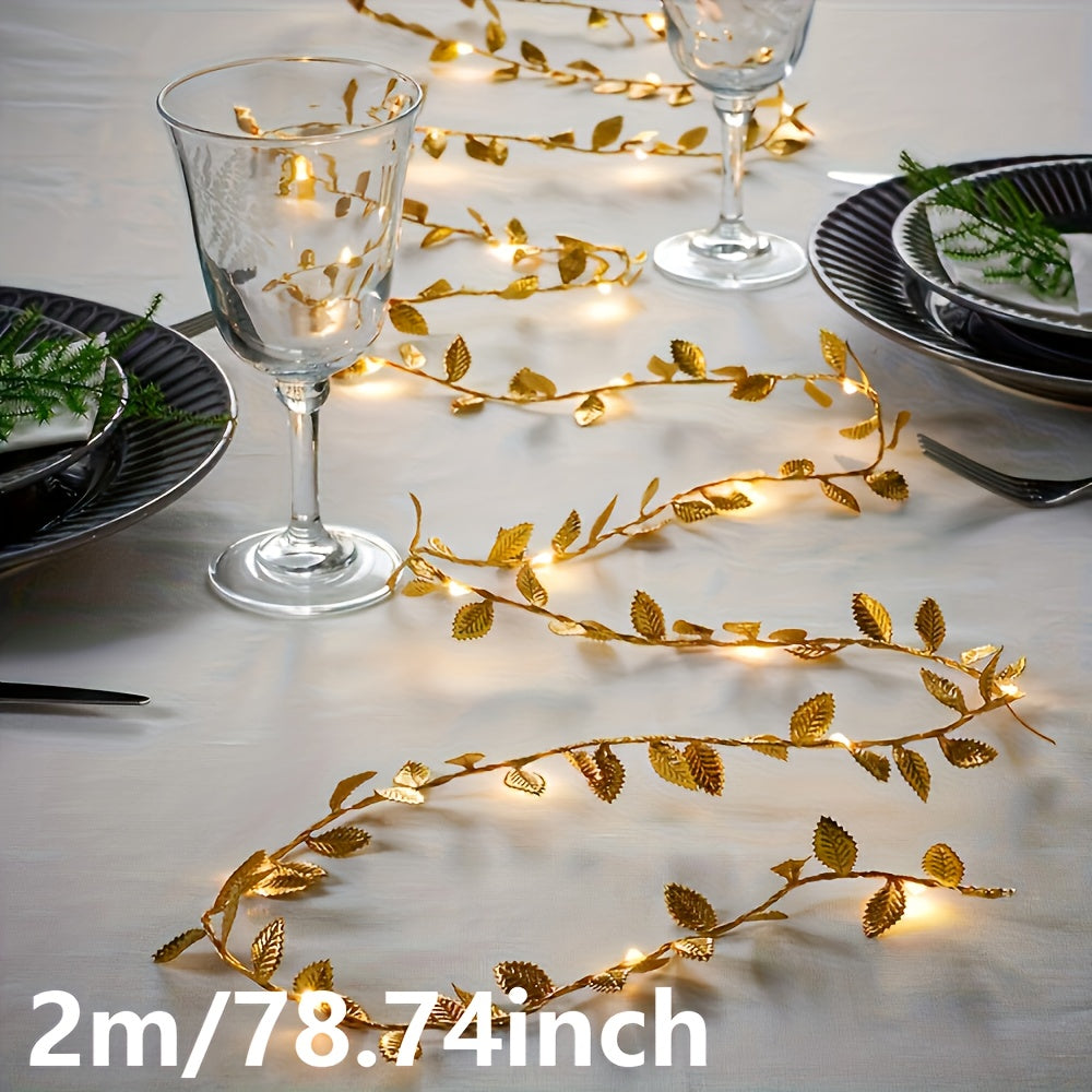 Goldene Blätter Lichterketten – Elegante Beleuchtung für Tischdekoration und Partys