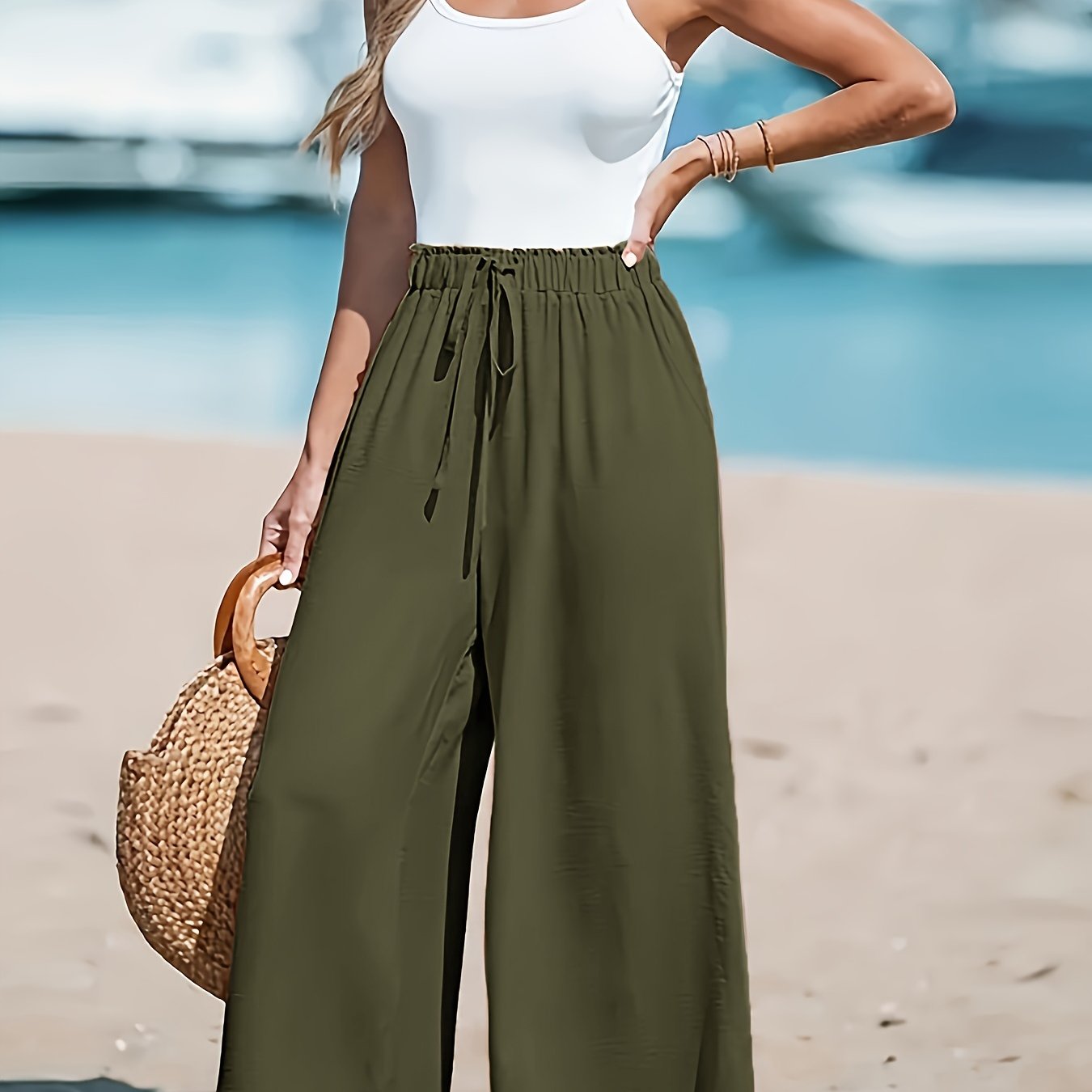 Damen Hohe Taille Weite Hose – Komfortabel und Elegant