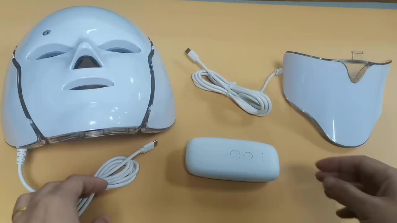 7-Farben LED Gesichts- & Halsmaske – USB wiederaufladbares Hautpflegegerät