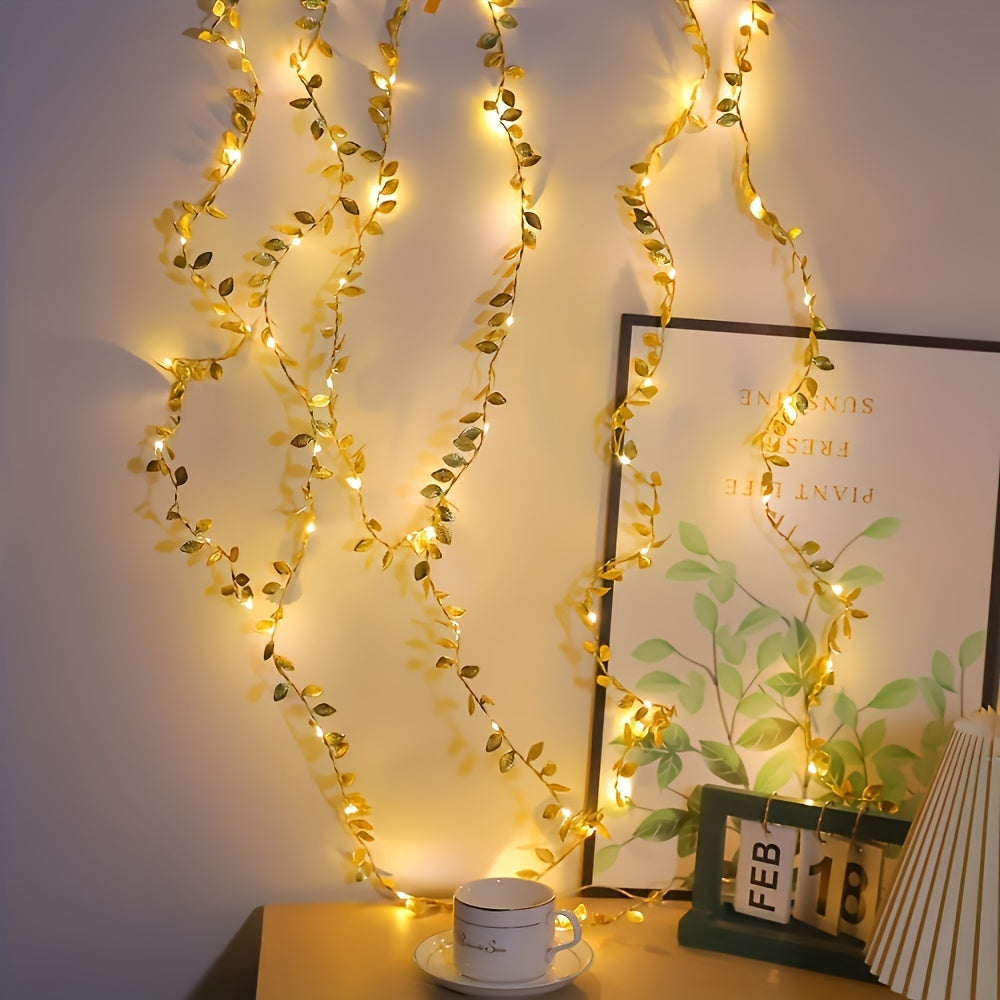 Goldene Blätter Lichterketten – Elegante Beleuchtung für Tischdekoration und Partys