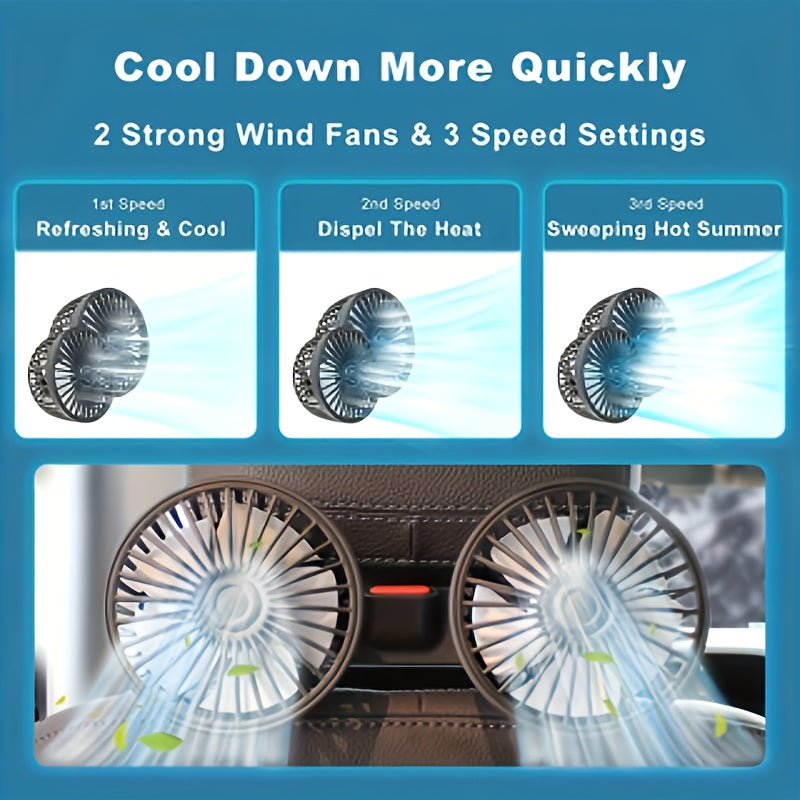 Tragfan Dual Car Fan – 5-Blatt 360° Rotierend Ultra-Leise