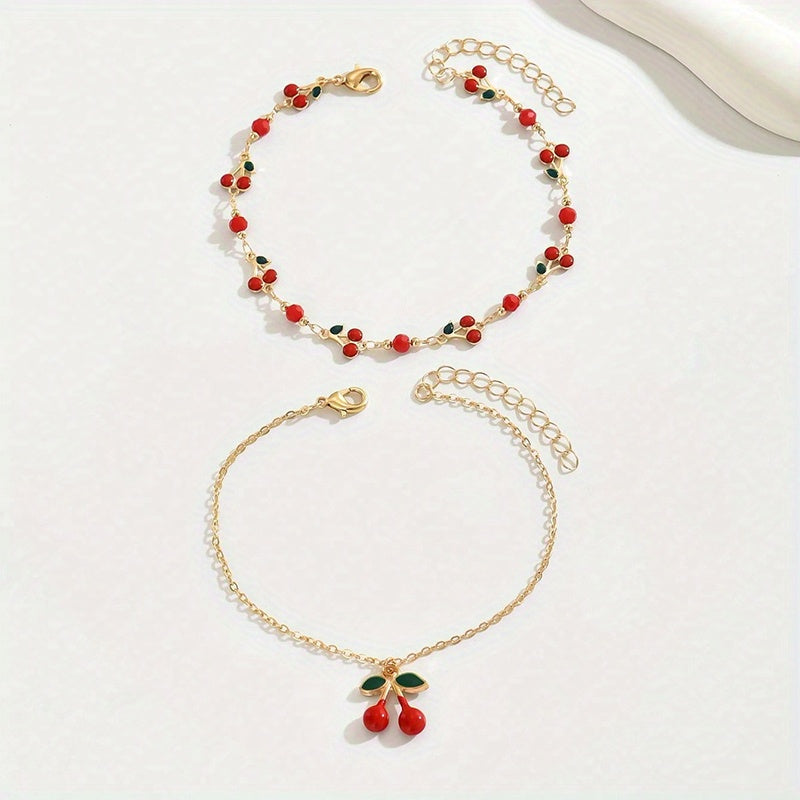 CherryTwist Doppeltes Fußkettenset – Frisch und Trendy
