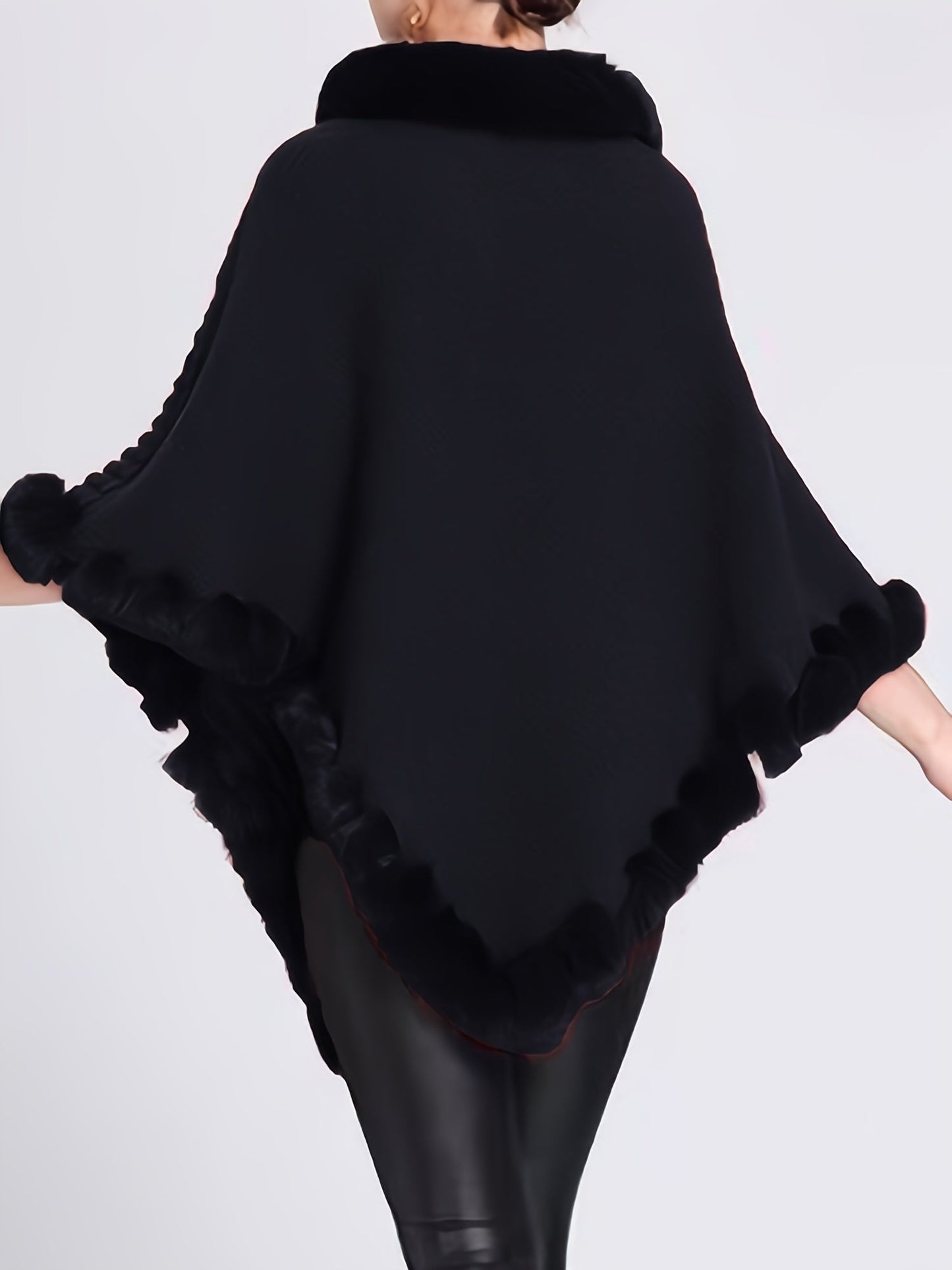 Luxus Dicke Strickrollkragen für Damen - Mit Fake-Overlock und Chic Pullover Cape für den Winter