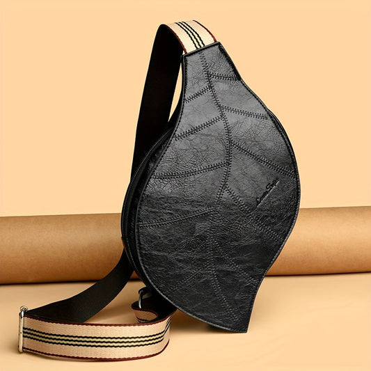 Vintage Kunstleder Umhängetasche – Verstellbarer Riemen mit Schnappverschluss