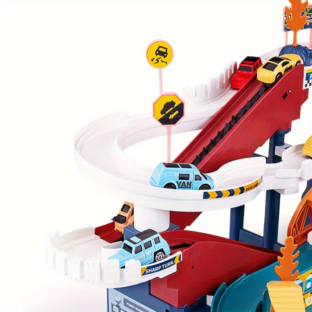 JurassicRacer Abenteuer Set - Spannende Rennbahn mit Dinosauriern und Fahrzeugen für Kinder